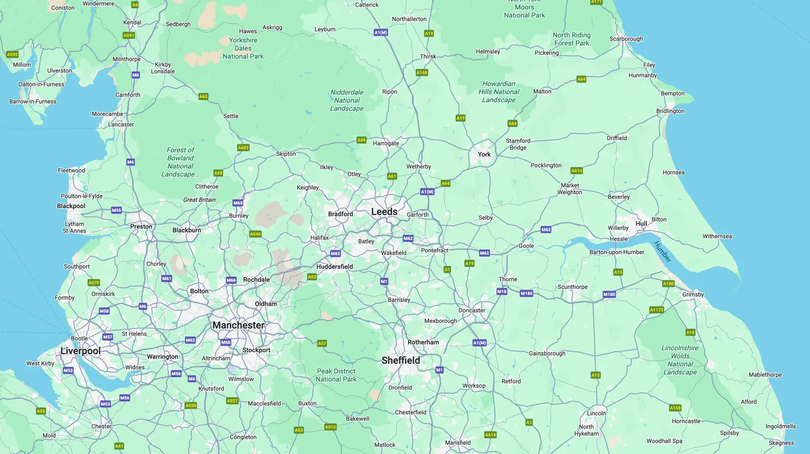 Map of Yorkshire showing Future Power Team install locations
